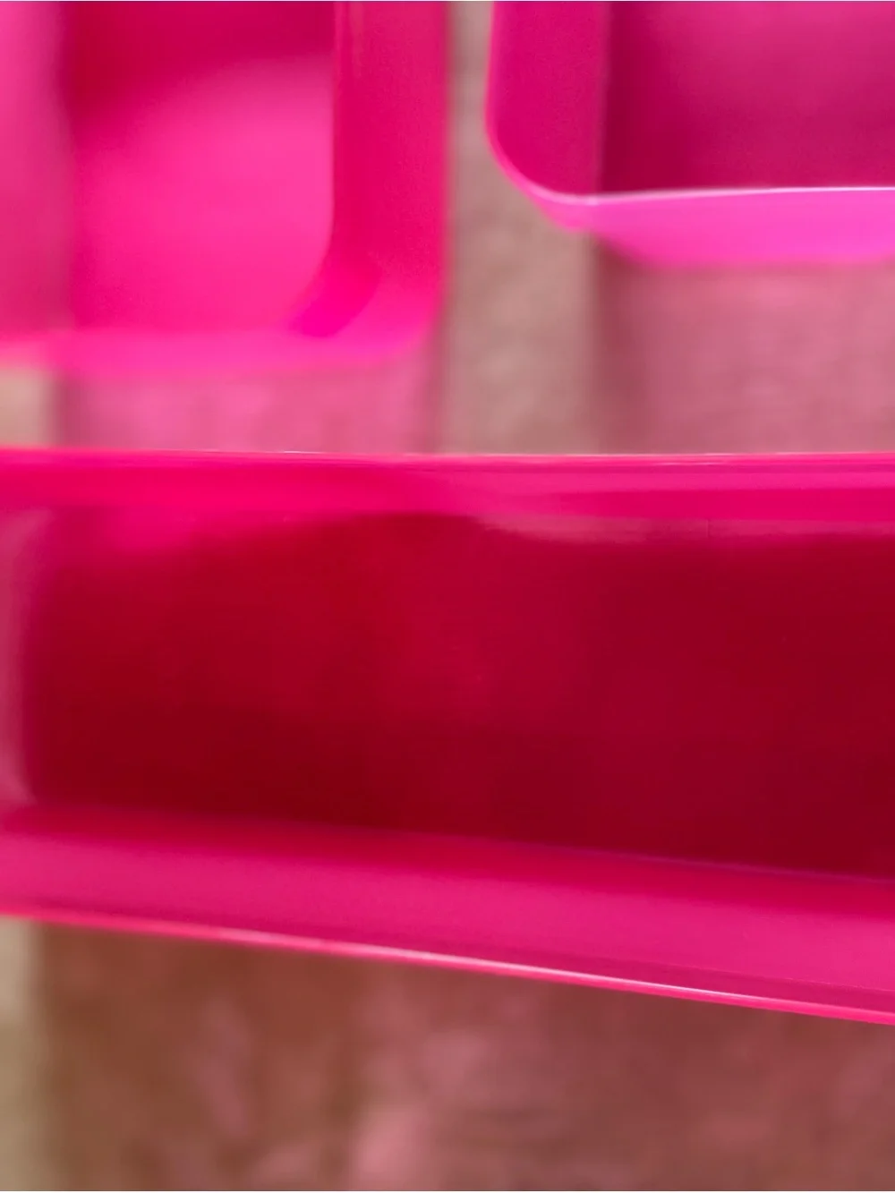 Bright Pink Plastic Storage Trays — Unbranded Set